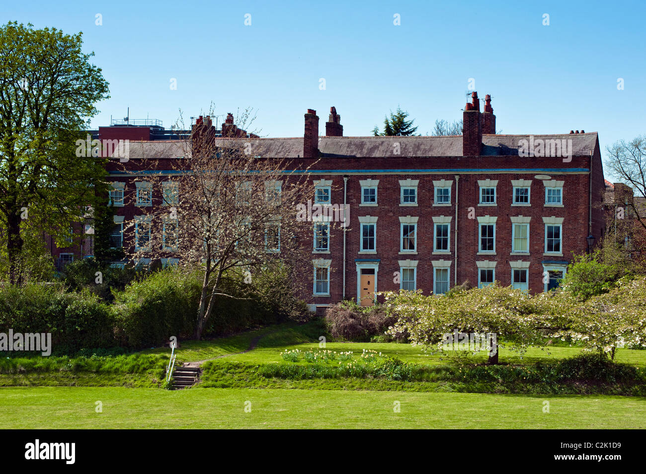 CHESTER, CHESHIRE, UK APRIL 10, 2011 Backs of row of Houses in Chester Stock Photo