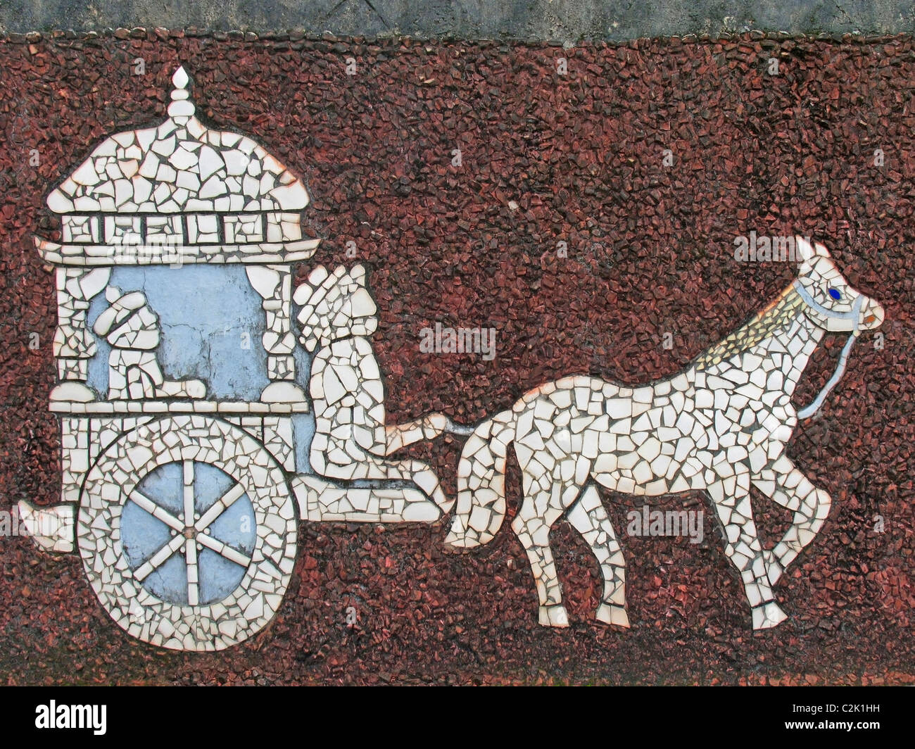 Mural of ceramic tiles, Mallapuram rock garden, Pollakkad, Kerala