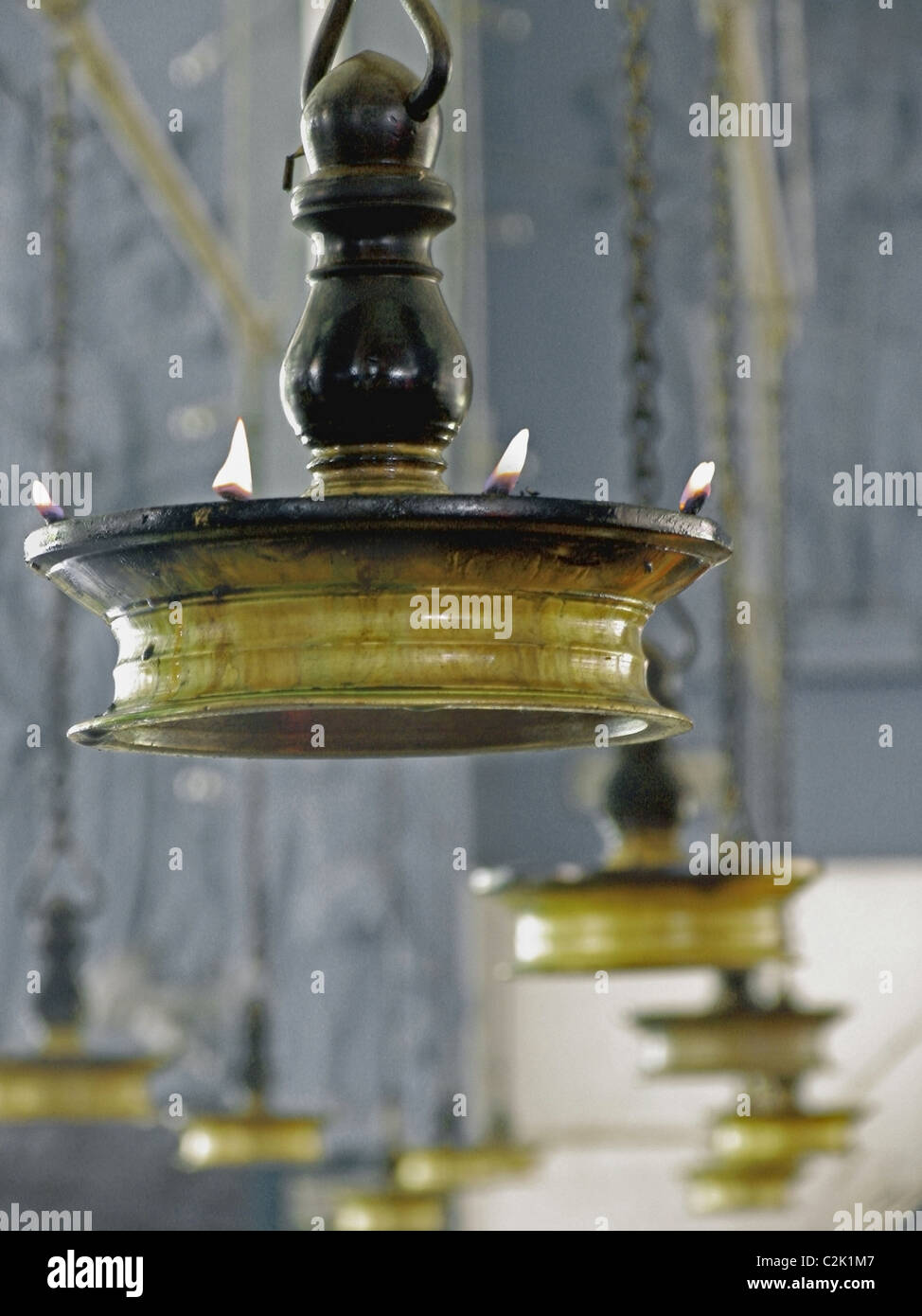 Antique Brass made oil lamp, Samai, Kerala, India Stock Photo Alamy