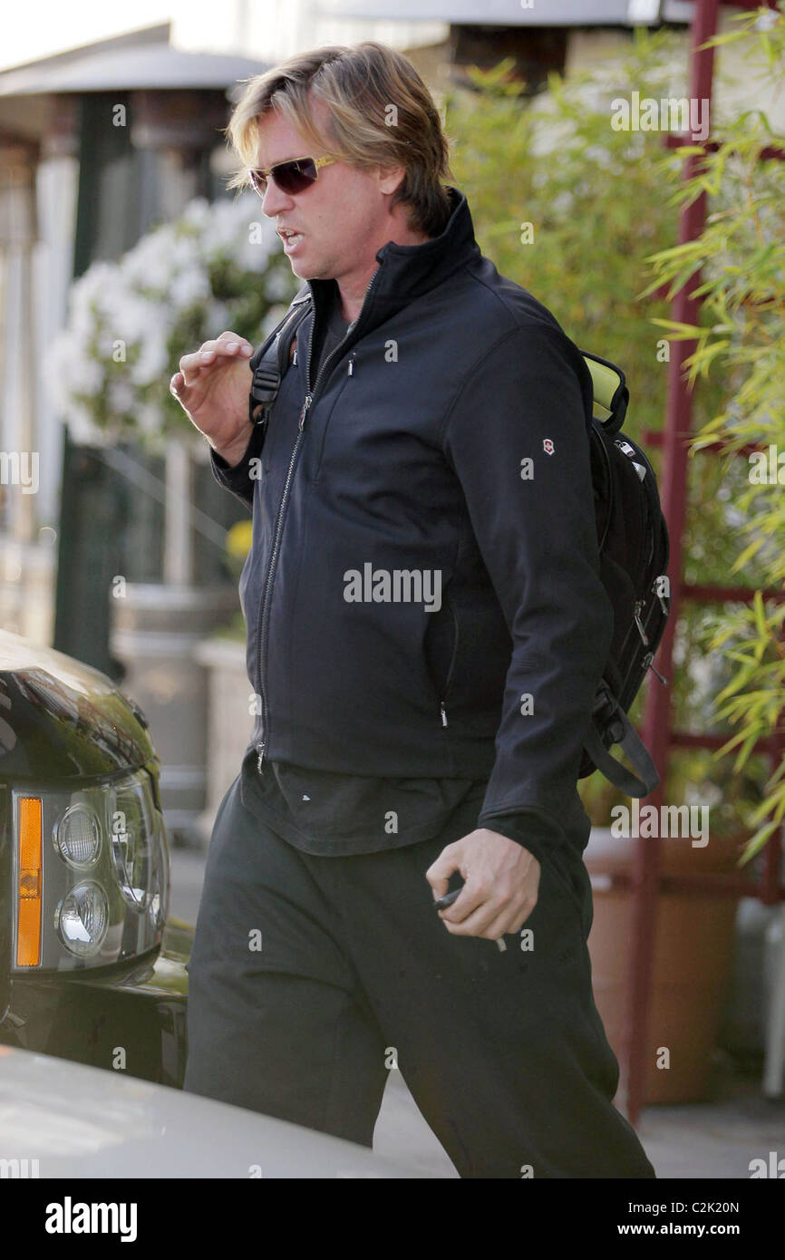 Val Kilmer leaving Sushiya restaurant on Sunset Strip wearing black