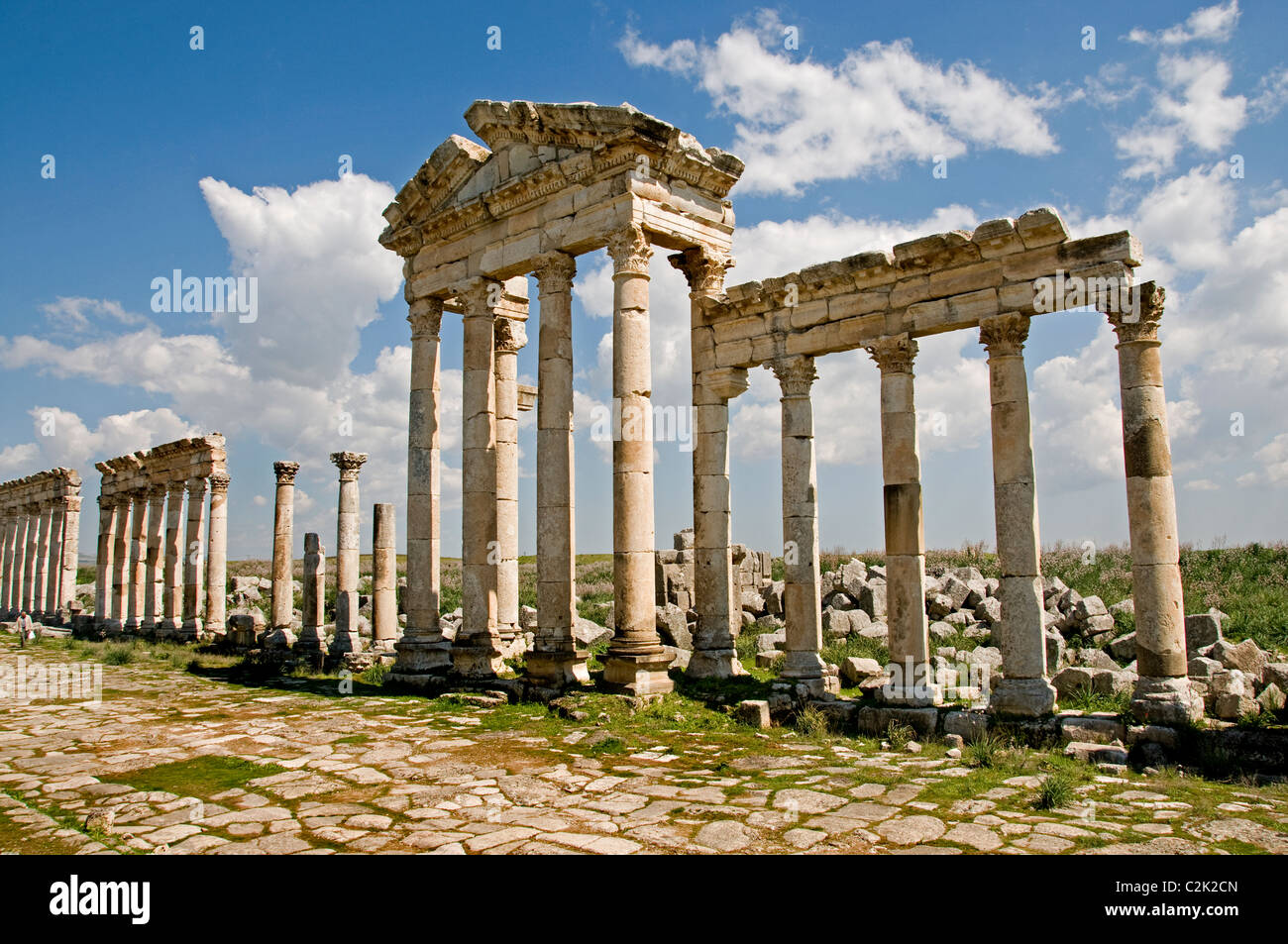 Apamea, Syria, region, Ghab plain,  Builder, Seleucus I Nicator, 300 BC , Greek and Roman city. Cultures, Hellenistic, Roman, Medieval Greek, Stock Photo
