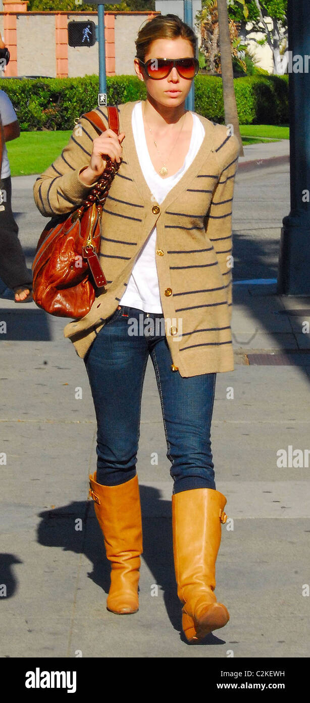 Jessica Biel out walking in Beverly Hills Los Angeles, California - 18.03.08 Stock Photo