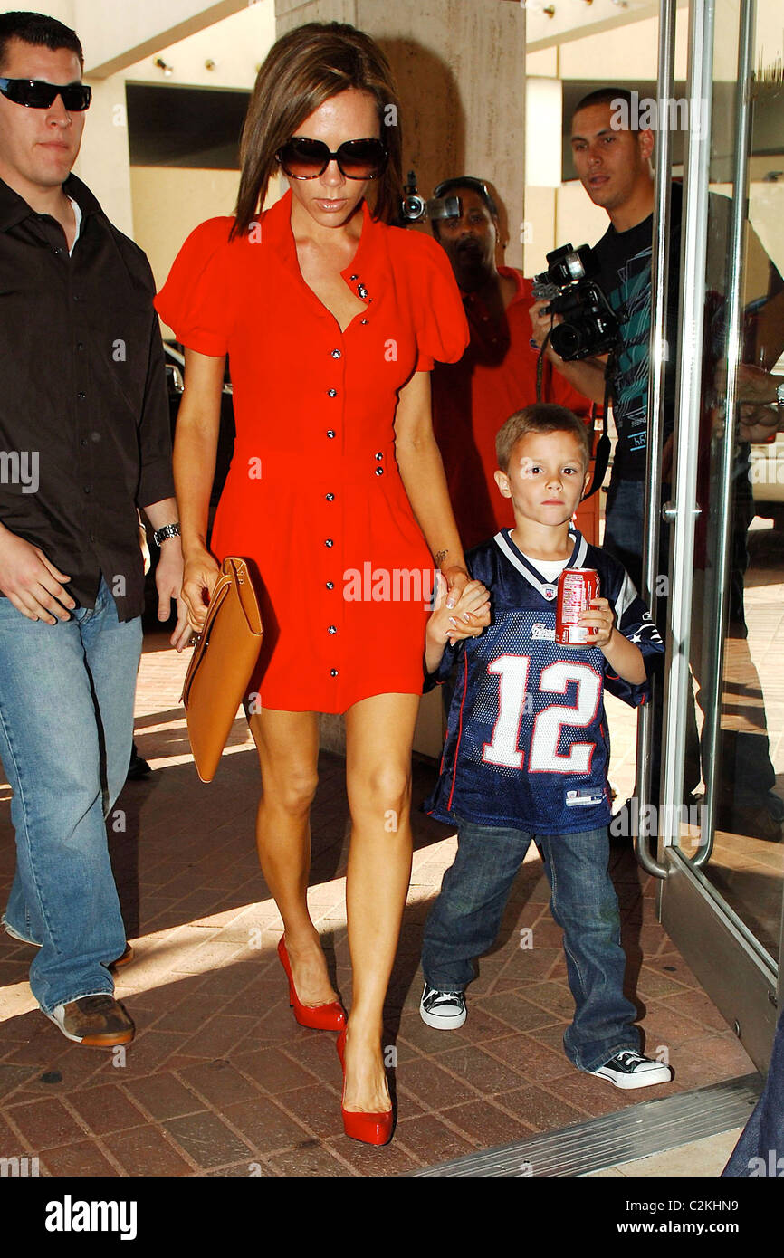 Victoria Beckham takes Romeo for a shopping spree at the Grove and