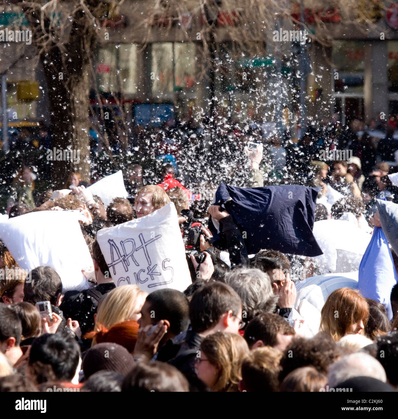 Pillow Fighters Participating In International Pillow Fight Day