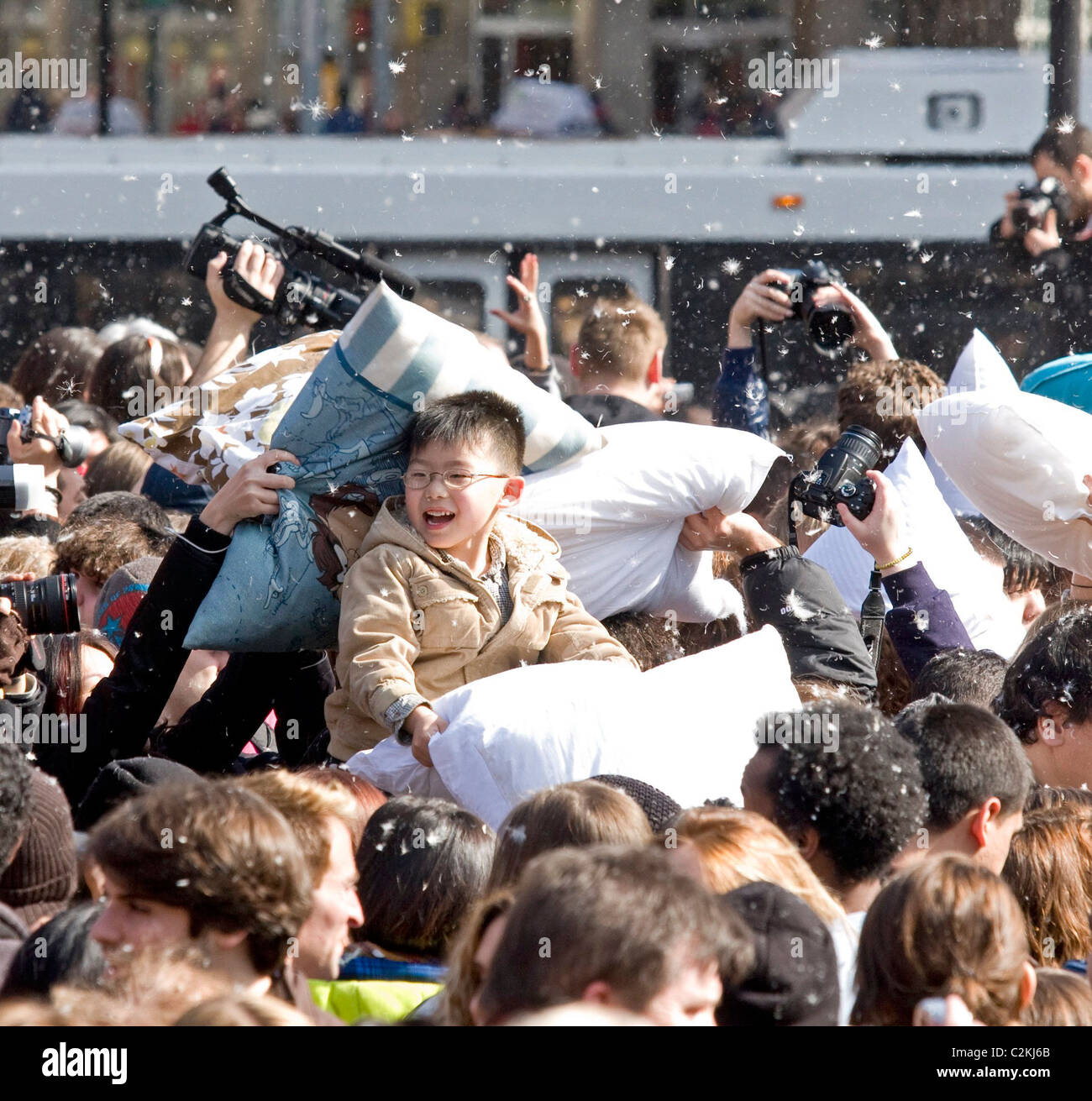 Pillow Fighters Participating In International Pillow Fight Day