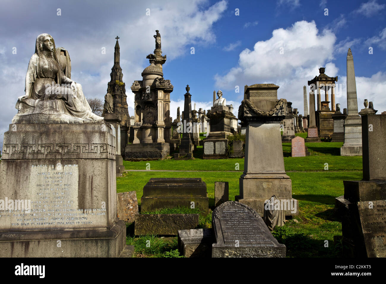 Tombs, memorials and mausoleums in Glasgow Necropolis Stock Photo