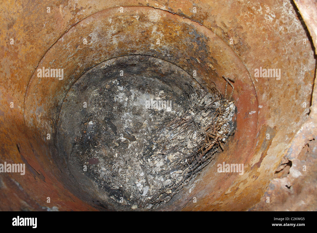 interior of incinerator on field in Worksop, Notts, England Stock Photo