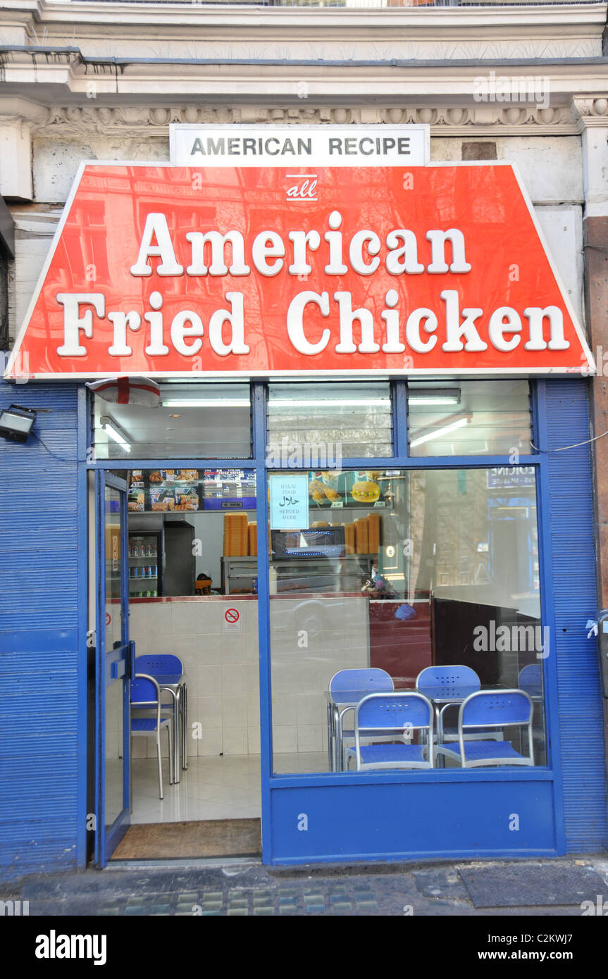 American Fried Chicken deep fried chicken chicken shop chicken chips fries Stock Photo Alamy