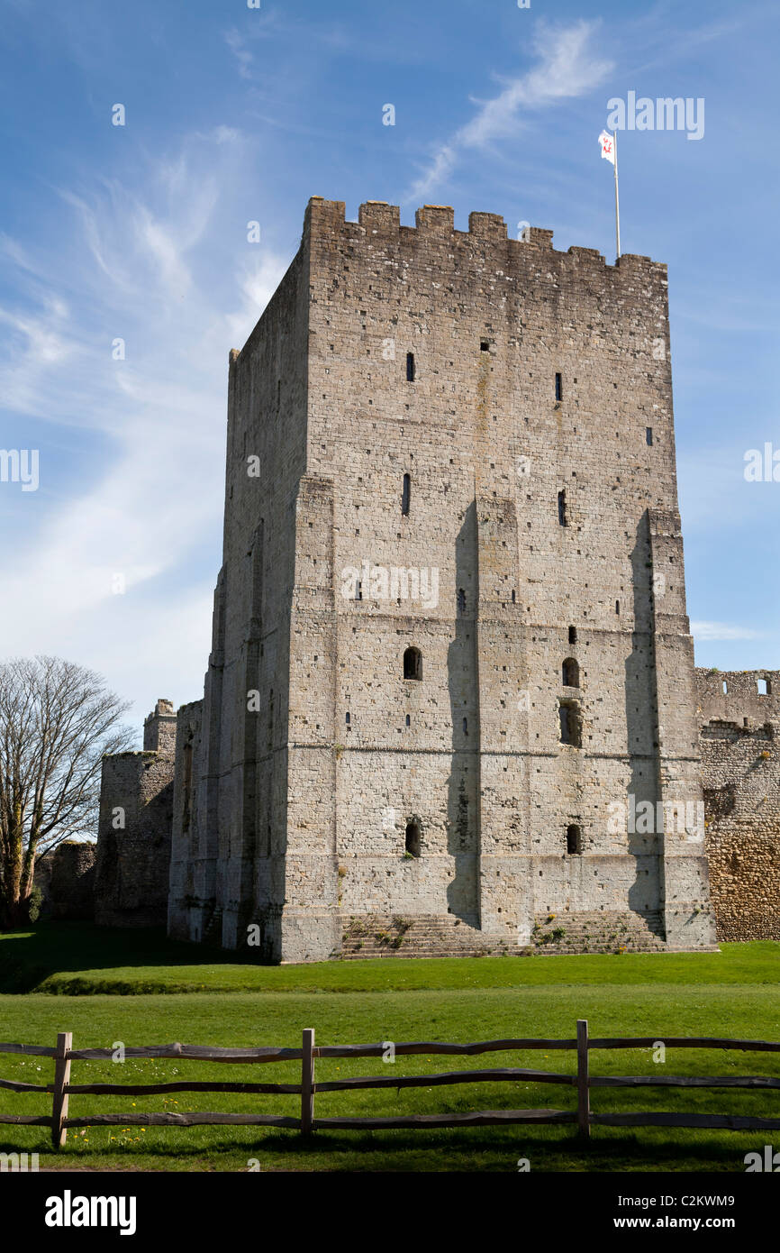 12C keep tower at Portchester castle Stock Photo