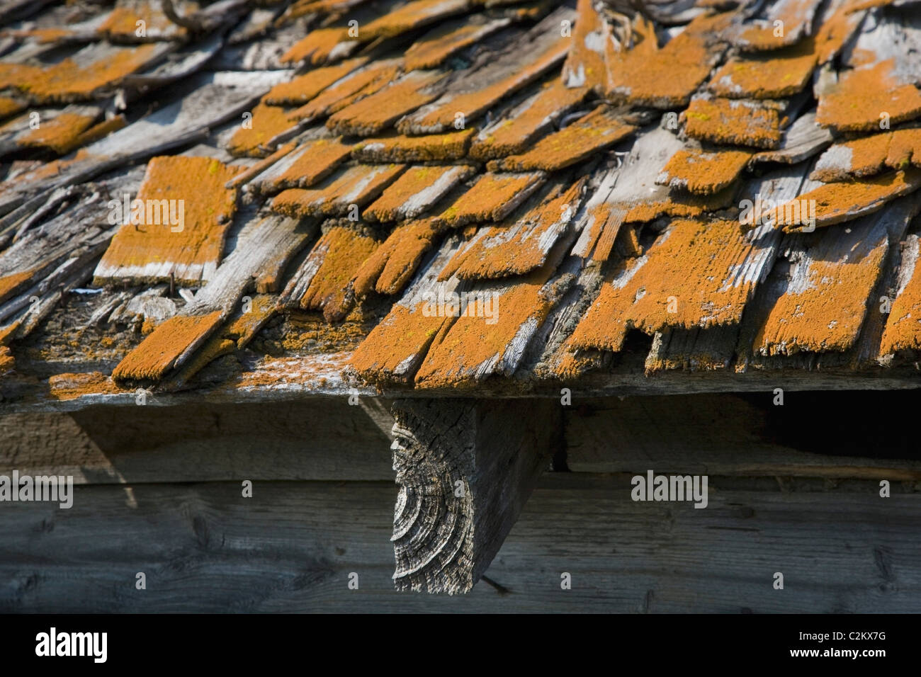 A Old Roof With Wooden Shingles Needing Repair Stock Photo Alamy