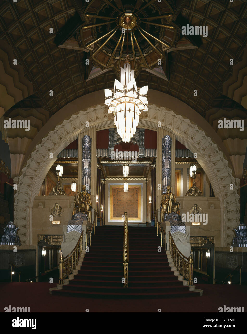 Pantages Theater, 6233 Hollywood Boulevard, California (1929) - restored 2001 by SPF architects Interior arched entrance lobby. Stock Photo