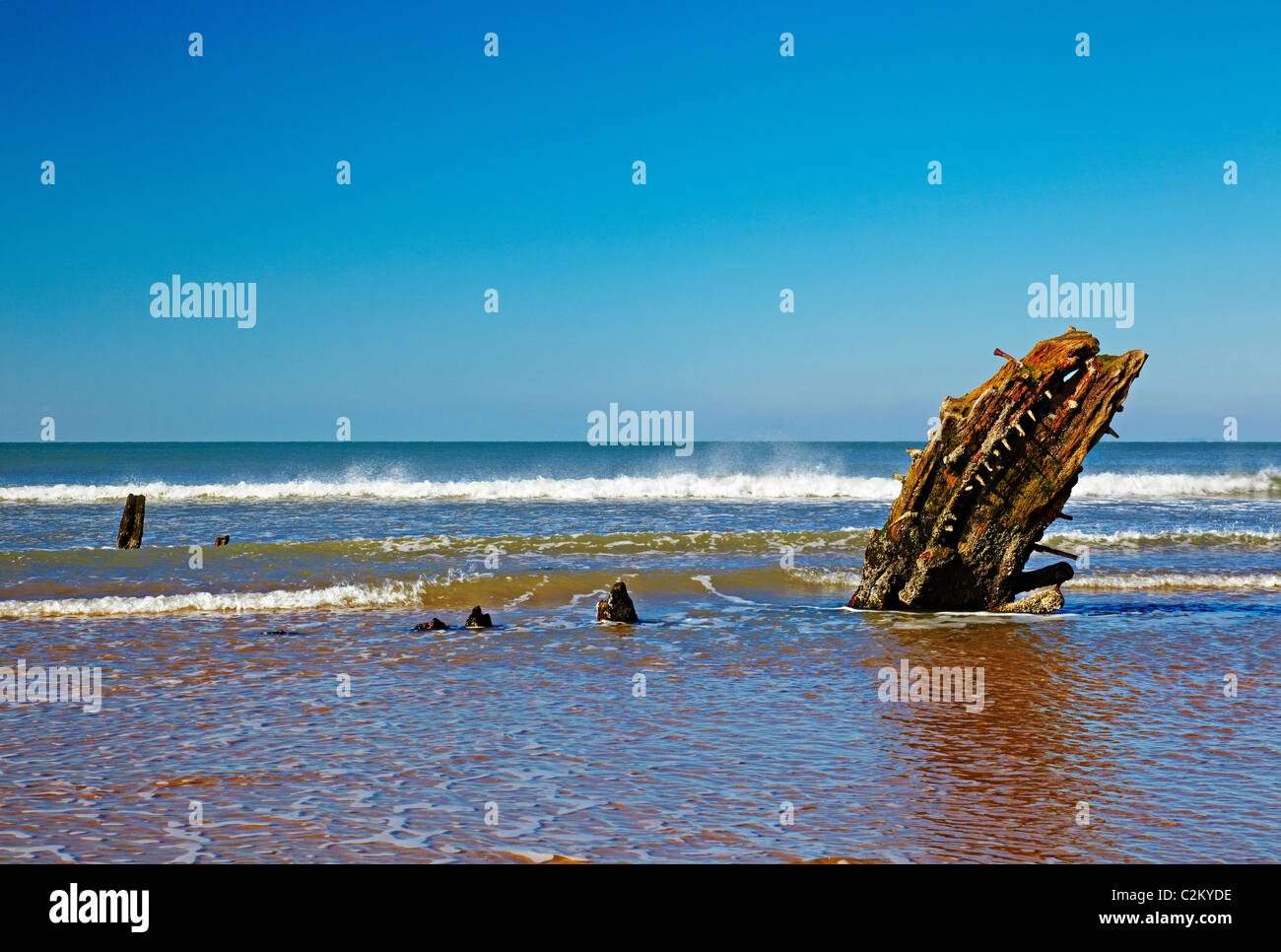 Helvetia Wreck, Rhossili Bay, Gower, Wales Stock Photo
