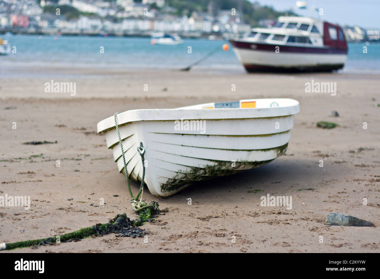 Rowing boat on beach Stock Photo