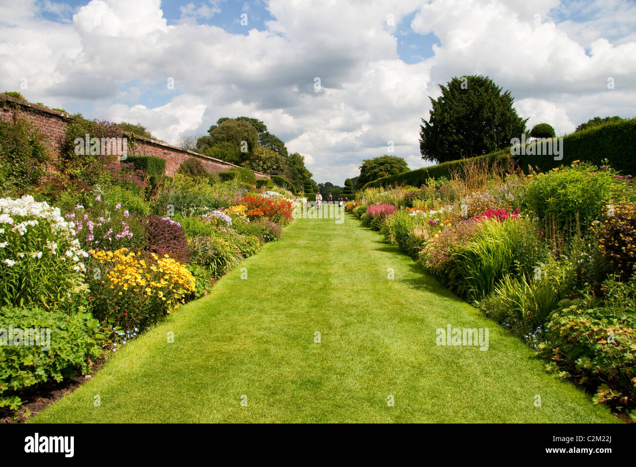 The herbaceous borders at Arley Hall and Gardens, a stately home in Cheshire, England. Stock Photo