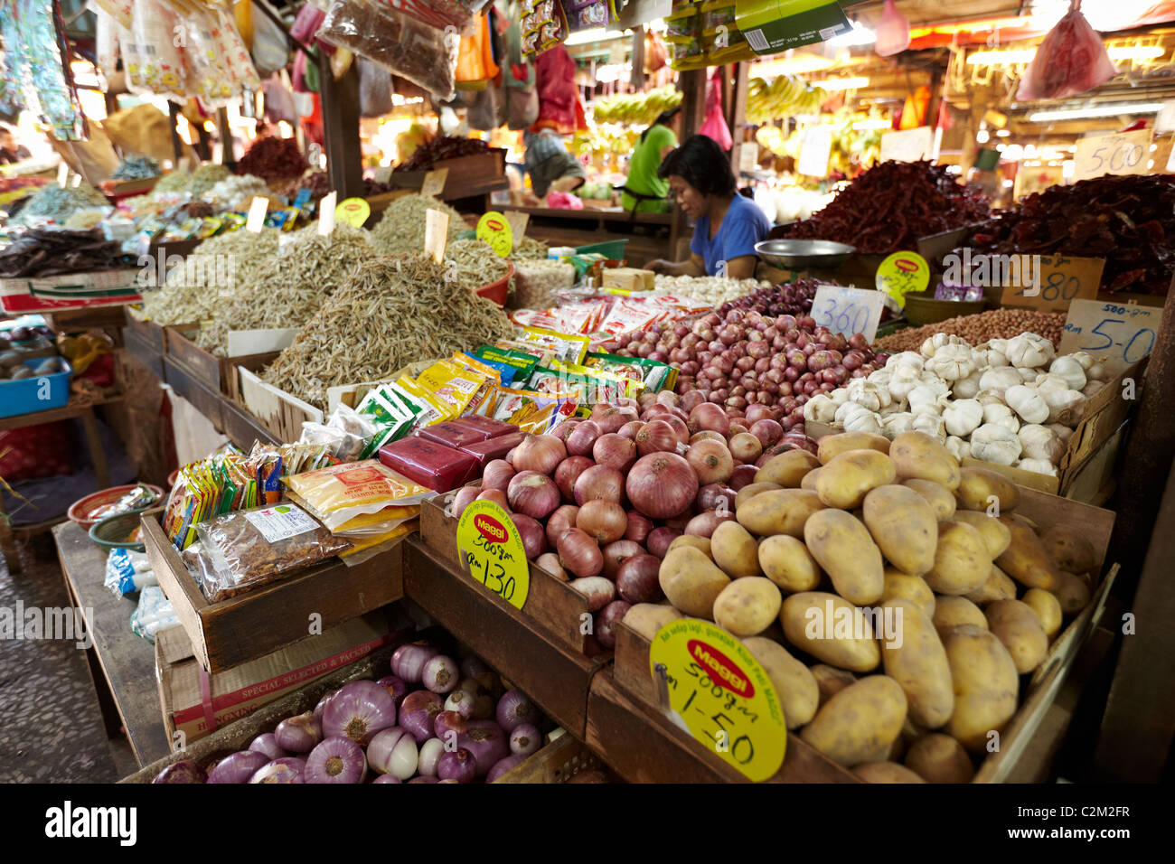 Chillies, fruit, vegetables, meat and fish for sale at the Chow Kit