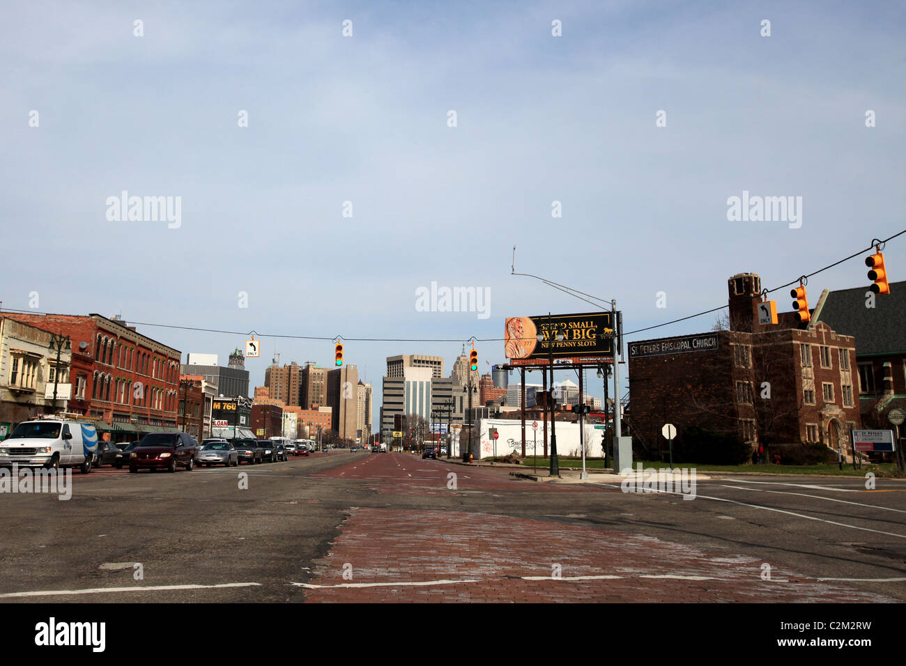 Rundown street in downtown Detroit Michigan 2011 Stock Photo Alamy