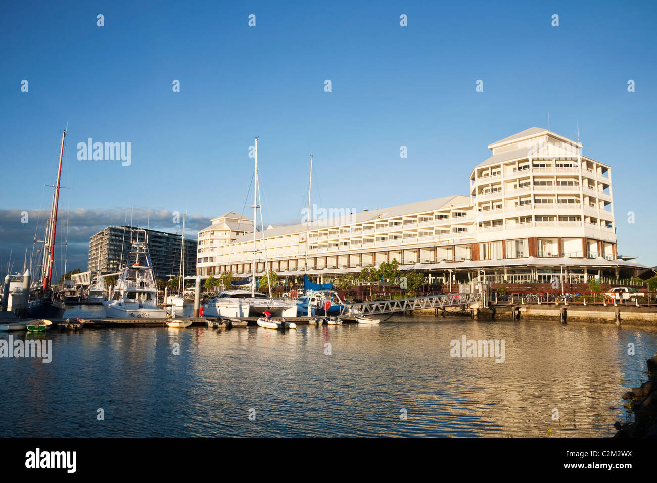 Marlin Marina and Shangri-La Hotel. Cairns, Queensland, Australia Stock Photo