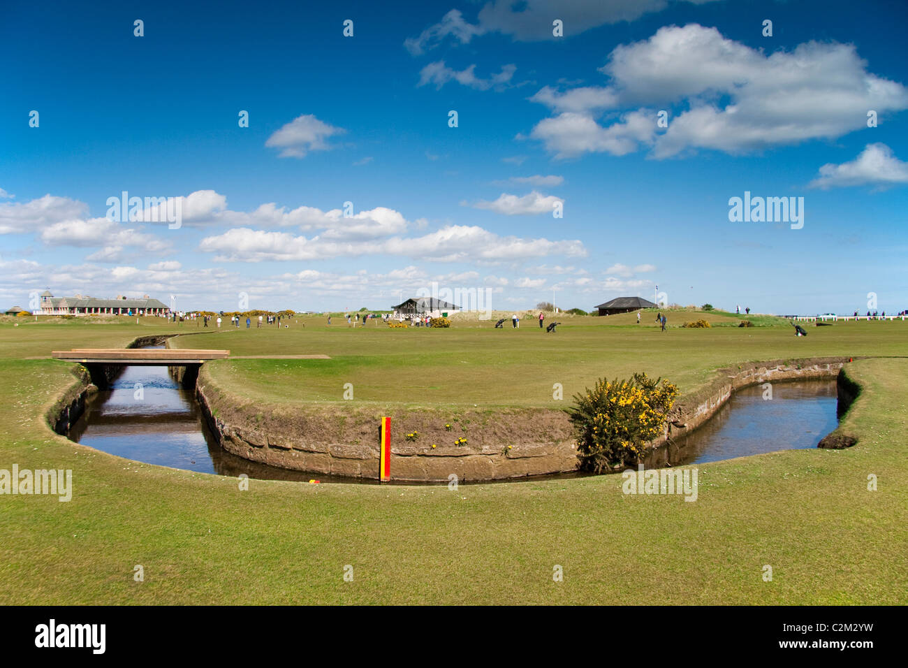 The famous Swilken Burn on the 18th hole of the old course at St Andrews, Fife, Scotland Stock Photo