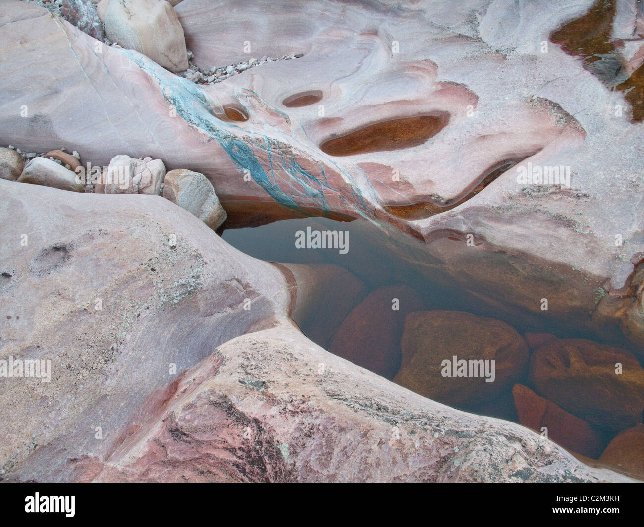 Geological rock formation and water pools in The Chapada Diamantina, near Lencois, Bahia, Brazil Stock Photo