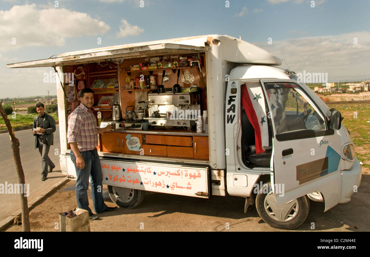 Hama Syria Syrian Syria espresso coffee cappuccino traffic bar Stock Photo