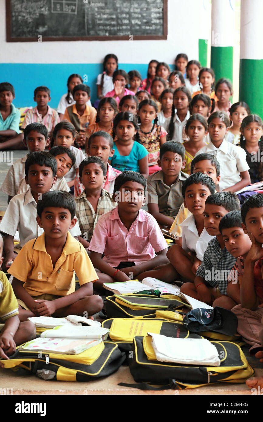 Indian kids at school in Andhra Pradesh South India Stock Photo