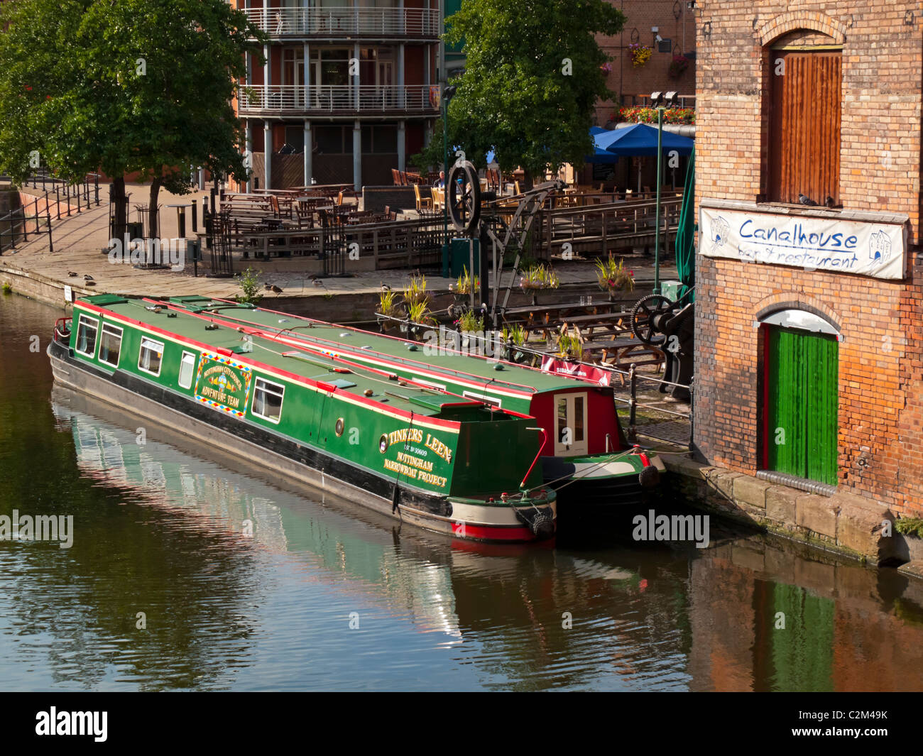 Barges moored in Nottingham city centre canal England UK Stock Photo