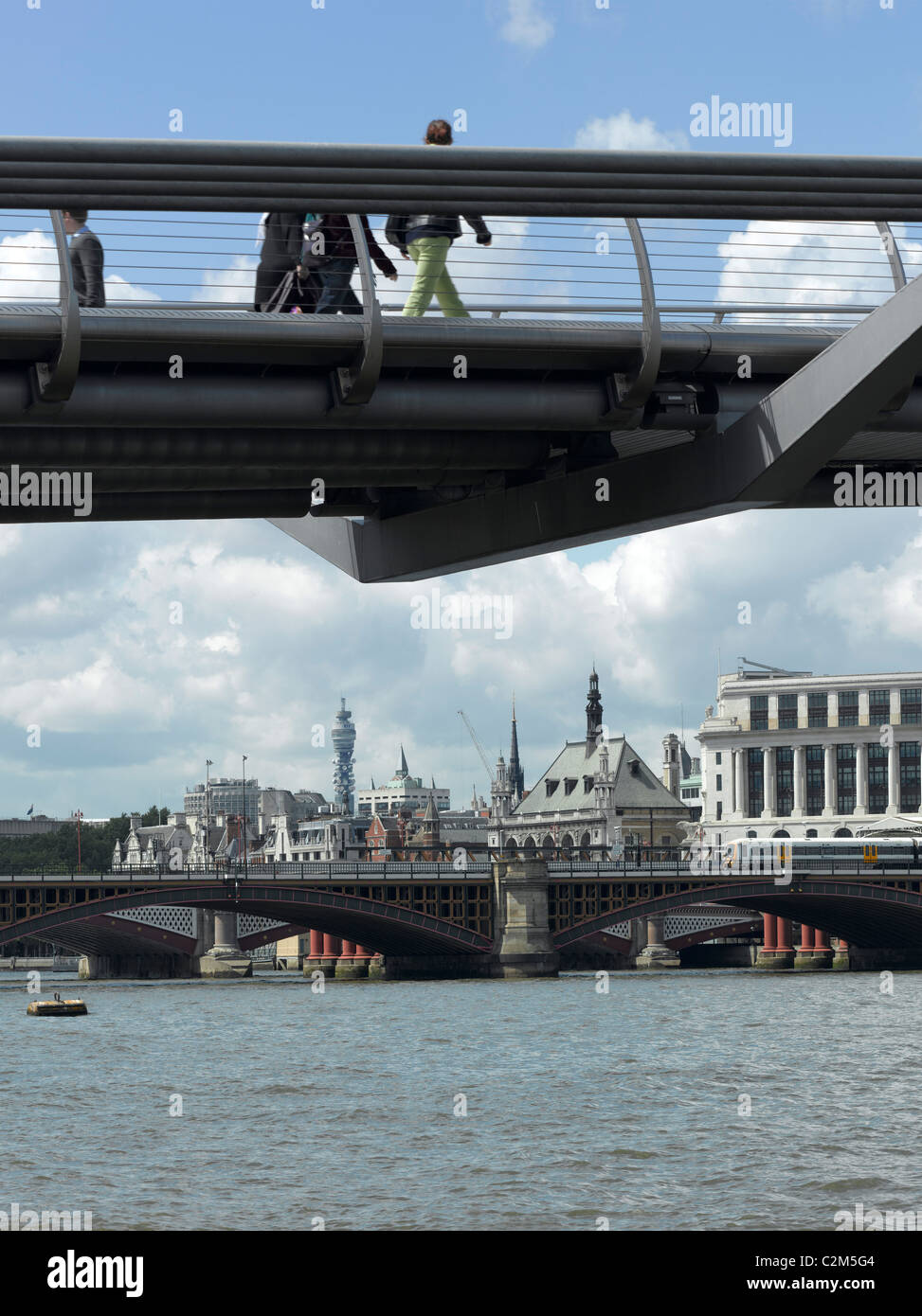 Millenium Bridge, Southbank, Southwark, London. Stock Photo
