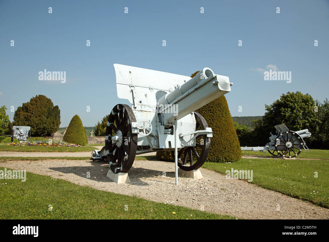 German cannons at the entrance to the National Cemetery, Verdun, France Stock Photo