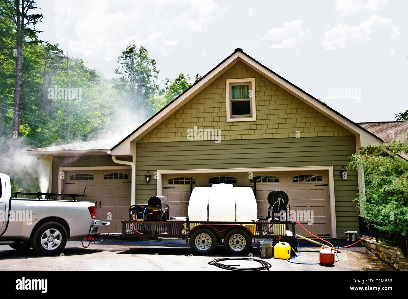 Pressure Washing a House Stock Photo Alamy