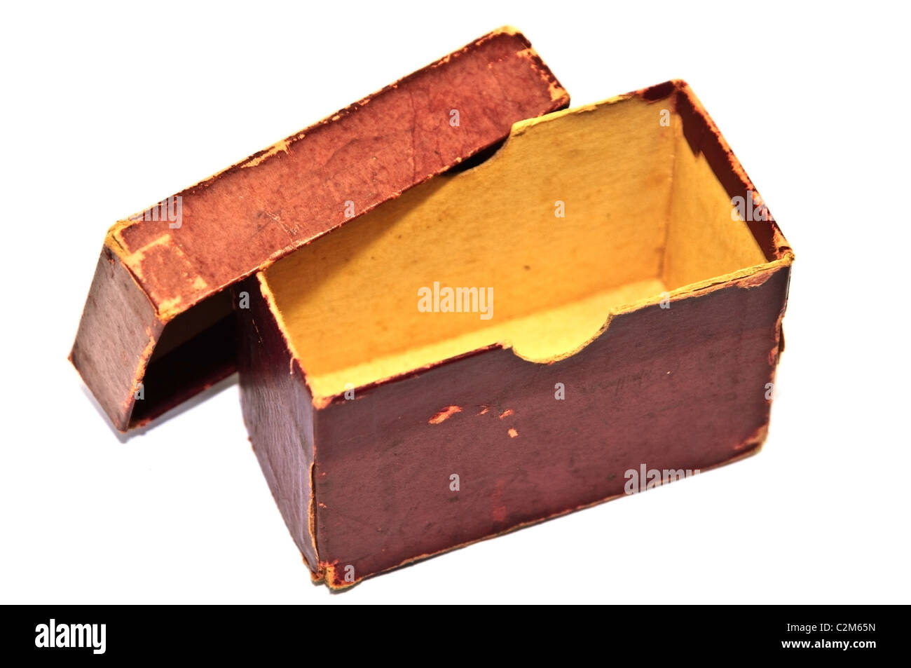 An old empty box that once held cards. Stock Photo