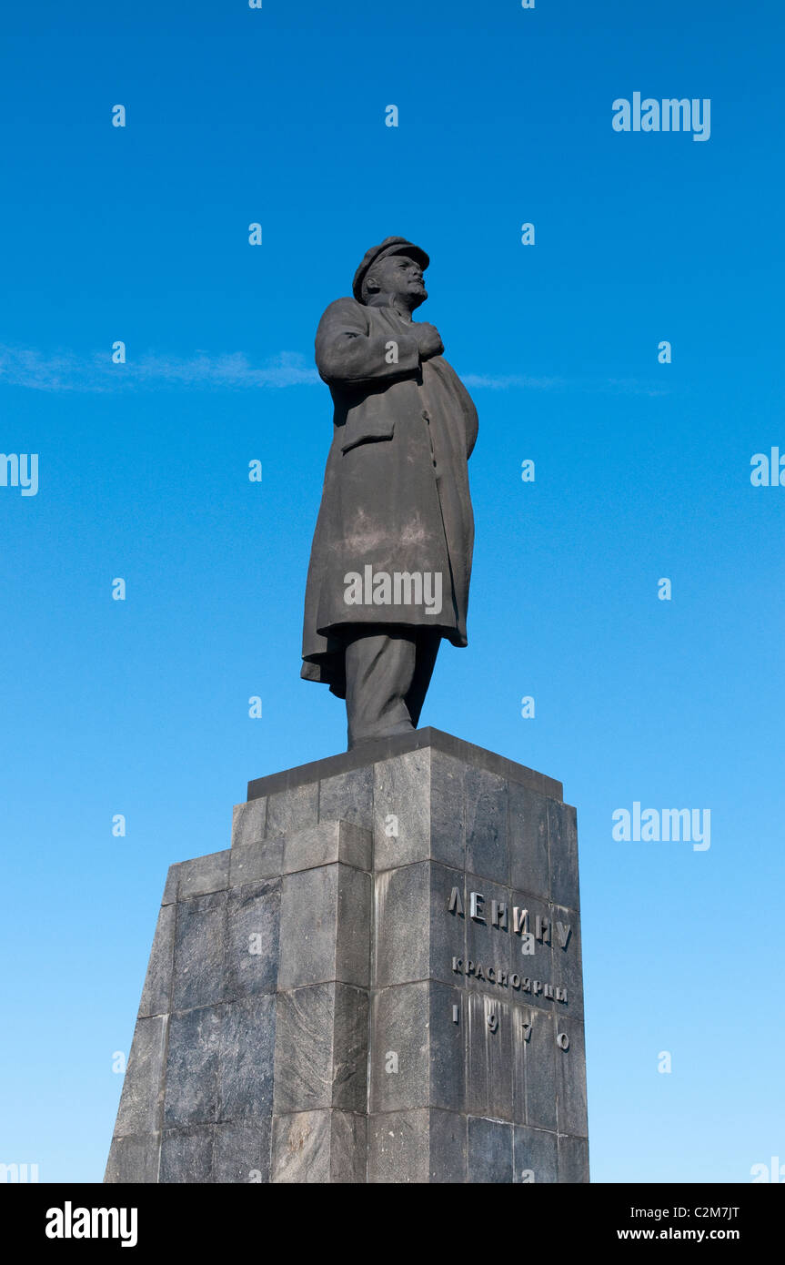 Statue of Vladimir Lenin in Krasnoyarsk, one of the largest city in