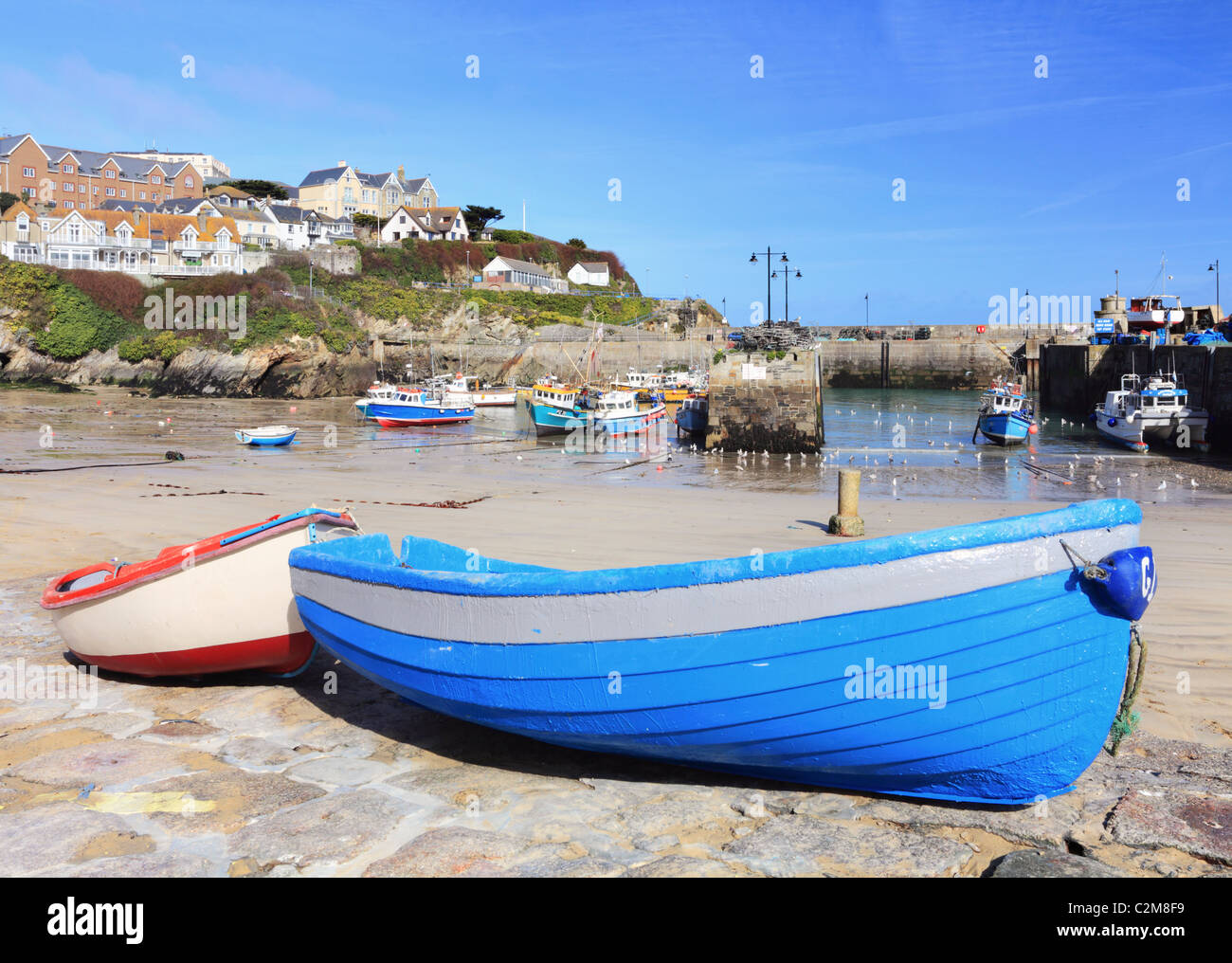 Newquay Harbour captured at low tide Stock Photo