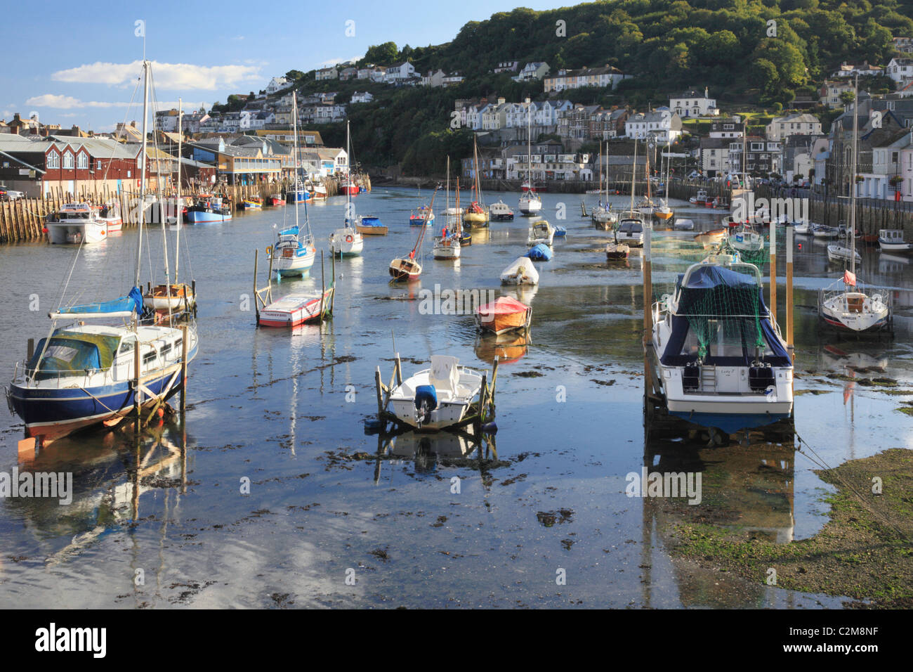 Boats moored at Looe in South East Cornwall Stock Photo