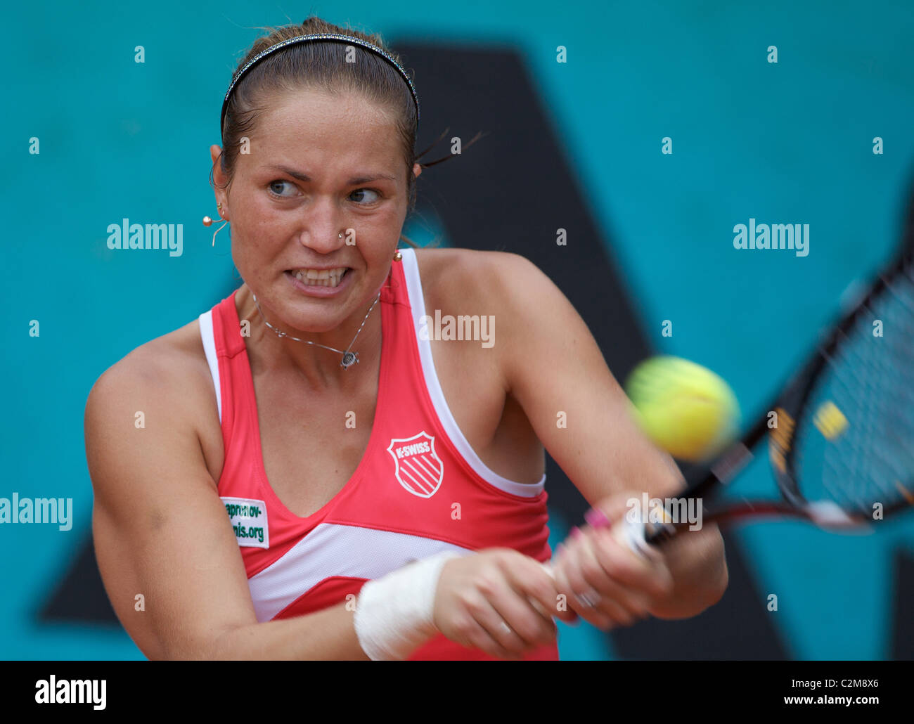 Kateryna Bondarenko, Ukraine, in action at the French Open Tennis Tournament at Roland Garros, Paris, France. Stock Photo