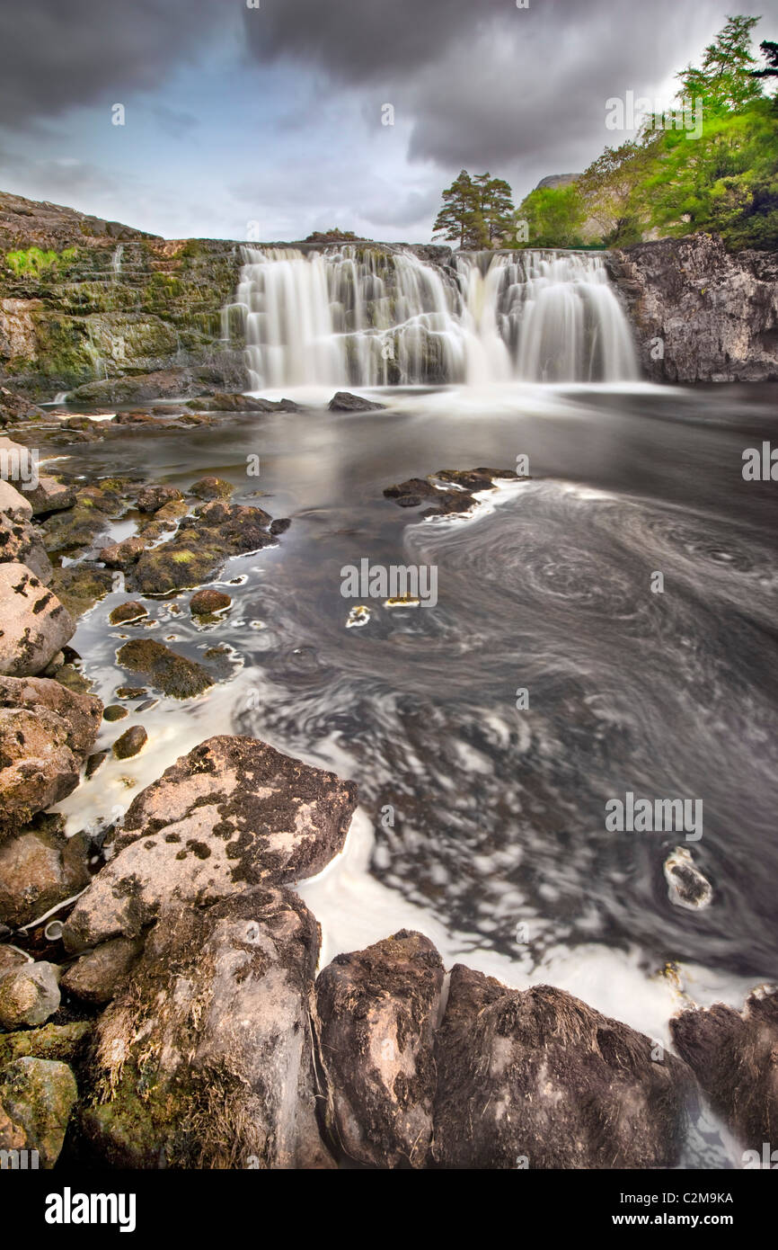 Aasleagh Falls are located near Killary Harbour on the outskirts of Leenane (Leenaun) in Co Mayo, Ireland. Stock Photo