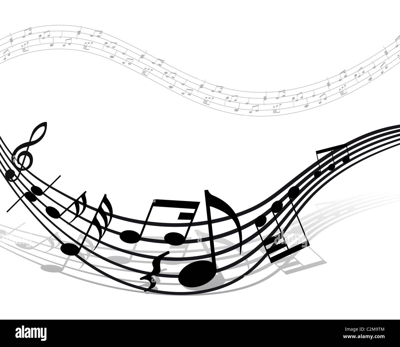 Vector musical notes staff background for design use Stock Photo - Alamy