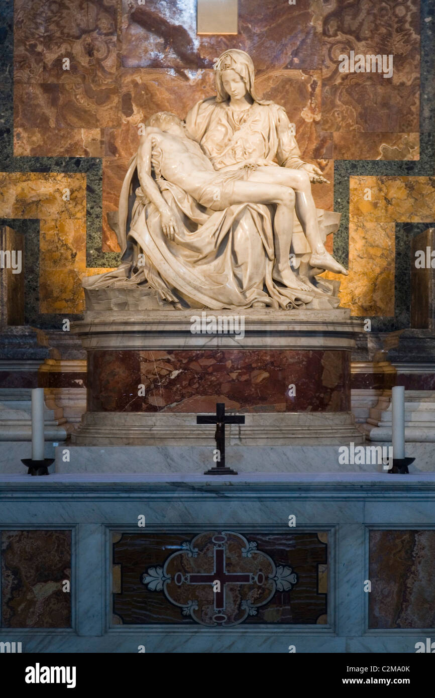 Statue by Michel Angelo, St Peter's Basilica, Vatican City, Rome, Italy. Stock Photo