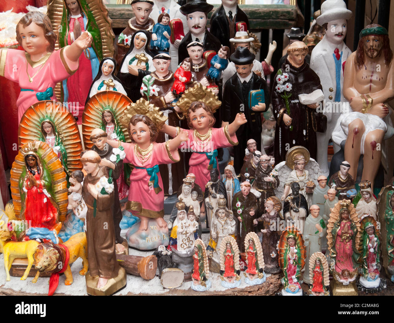 religious souvenirs, church of San Augustin, Quito, Ecuador Stock Photo