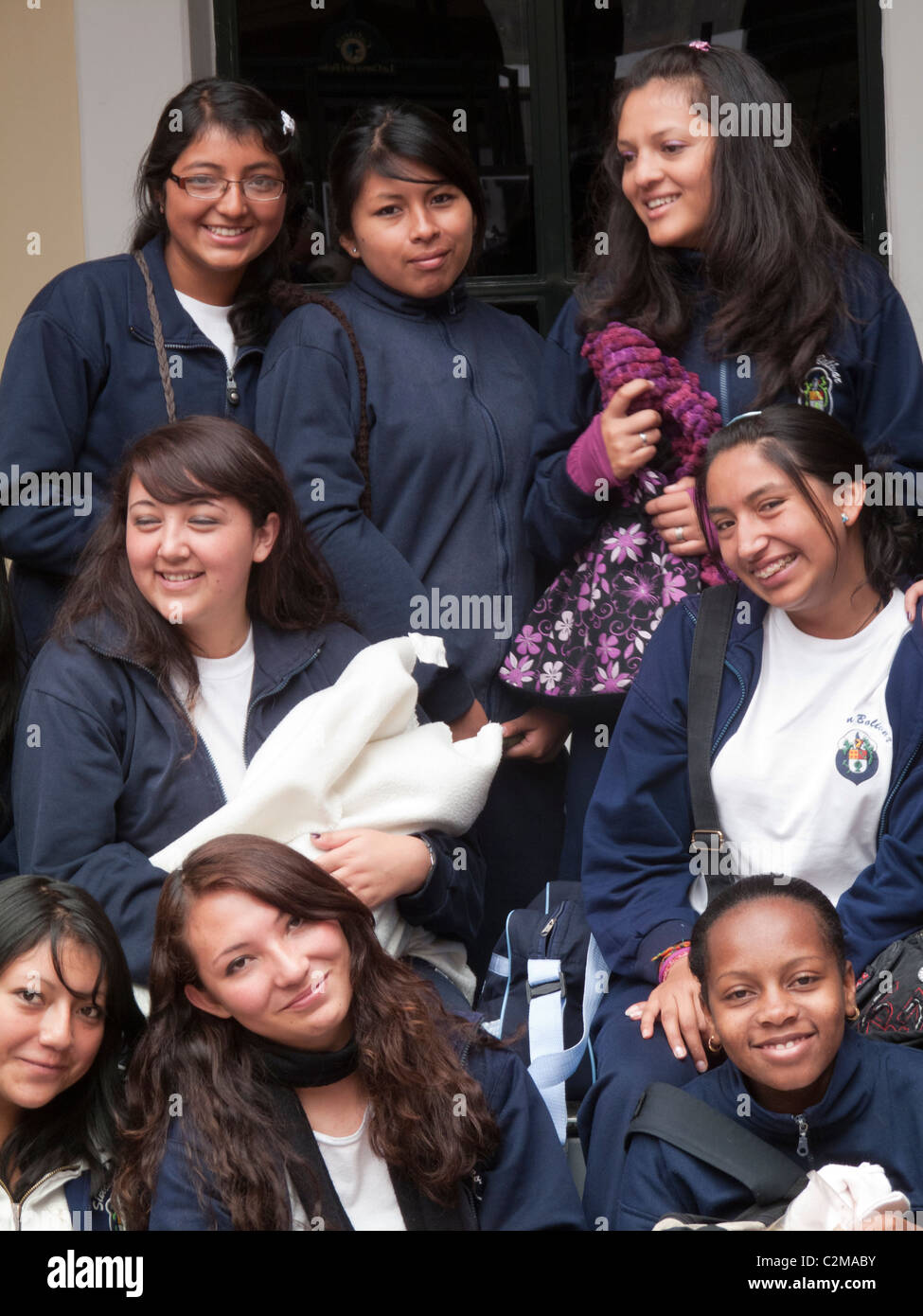 schoolgirls, Quito, Ecuador, South America Stock Photo