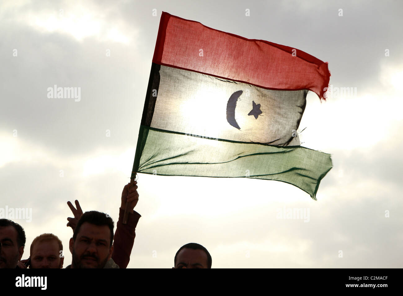 The rebel Libyan flag Stock Photo