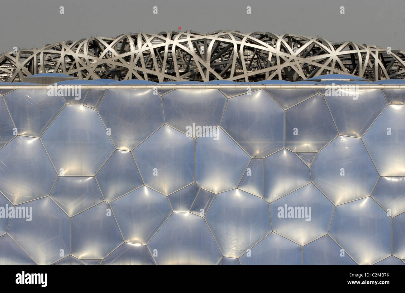 Olympic Stadium, Bird's Nest and the Water Cube, Beijing. Architects: Herzog  & de Meuron Stock Photo - Alamy