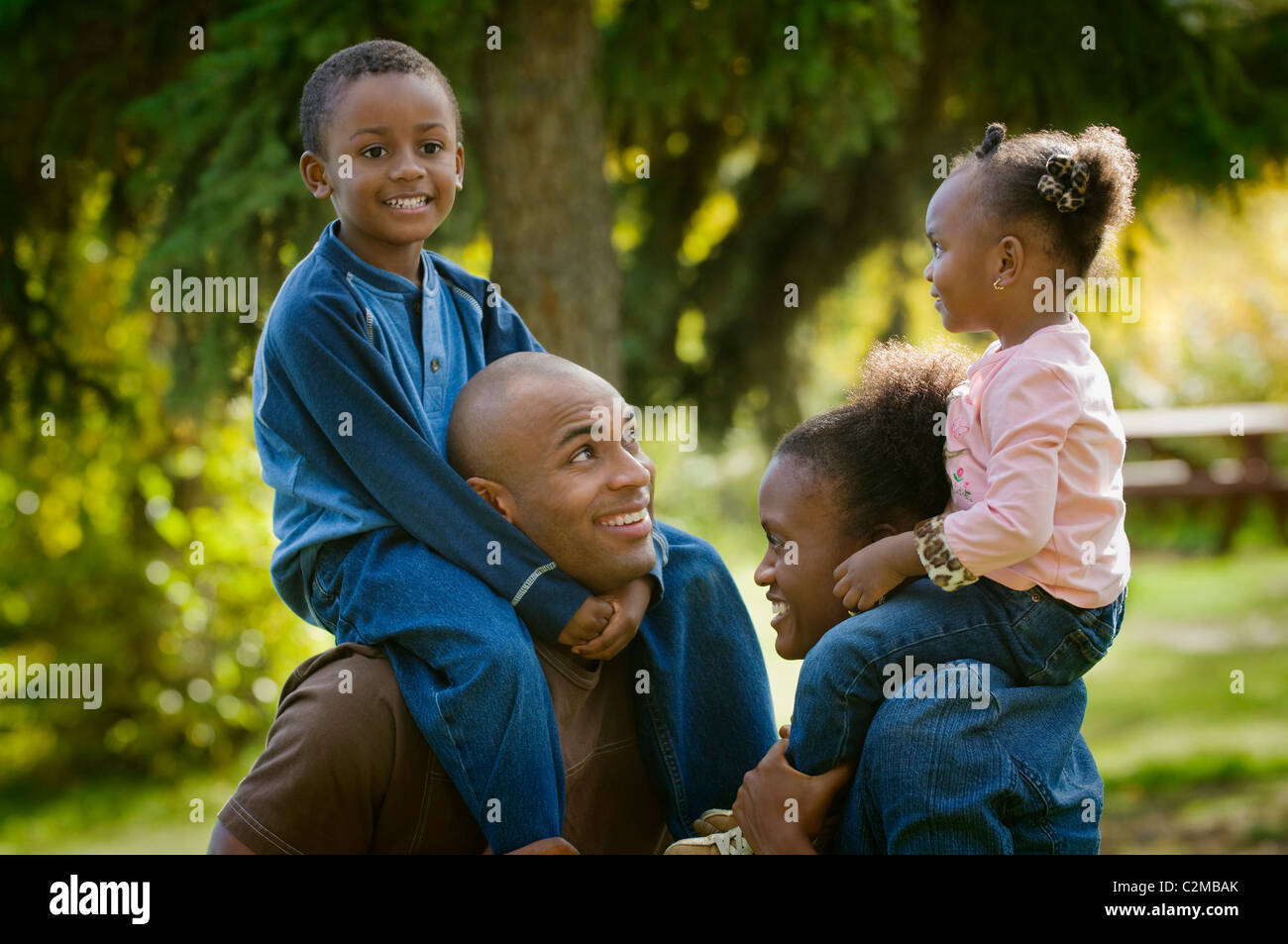 African American Family Interacting Stock Photo