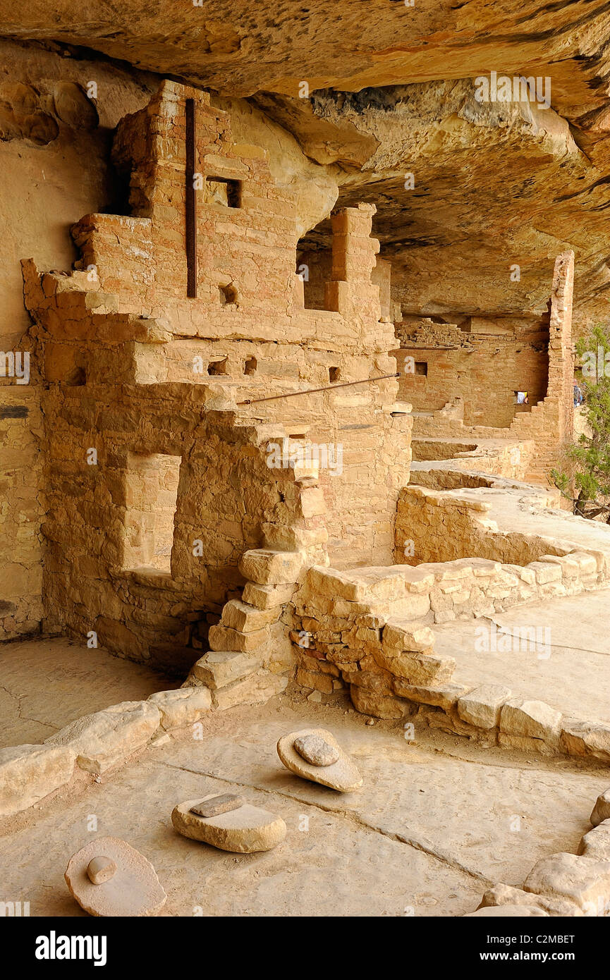 Dwellings in Balcony House, cliff dwelling in Mesa Verde National Park Stock Photo