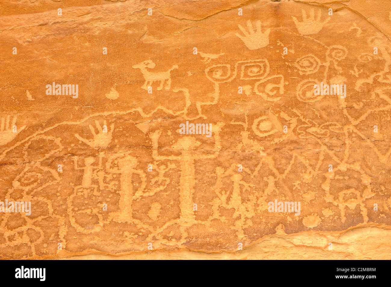 Petroglyph's engraved on a rock surface, Mesa Verde National Park Stock