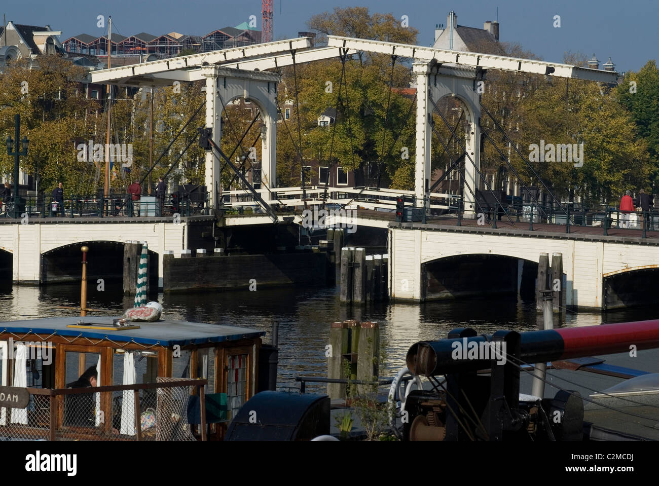 Magere Brug (Skinny Bridge), over the Amstel, Amsterdam. Stock Photo