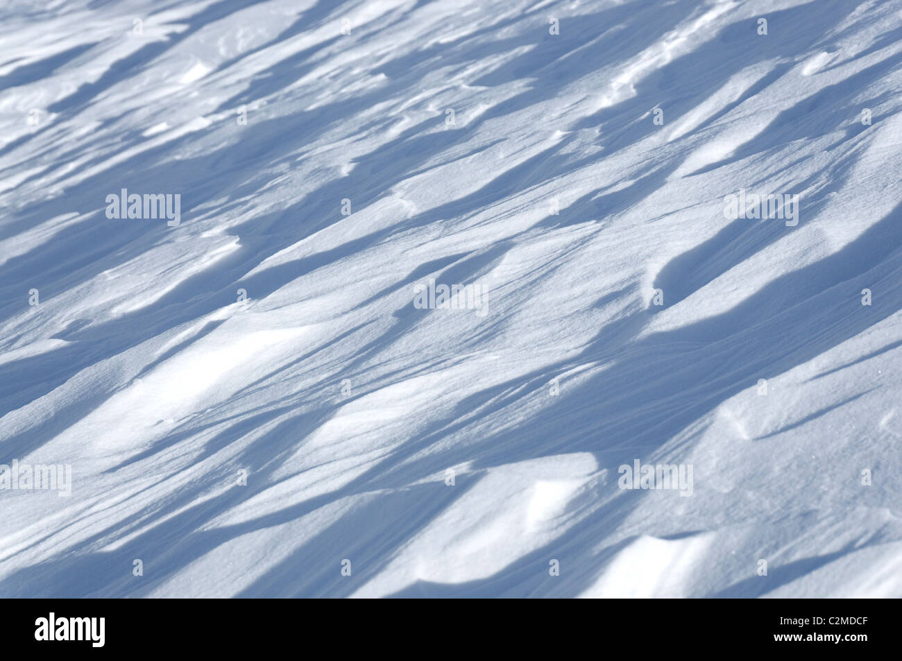 Wind packed snow, seen whilst ski touring on the Pointe Marcel Kurz, above Col Collon in the Central Valais, Switzerland. Stock Photo
