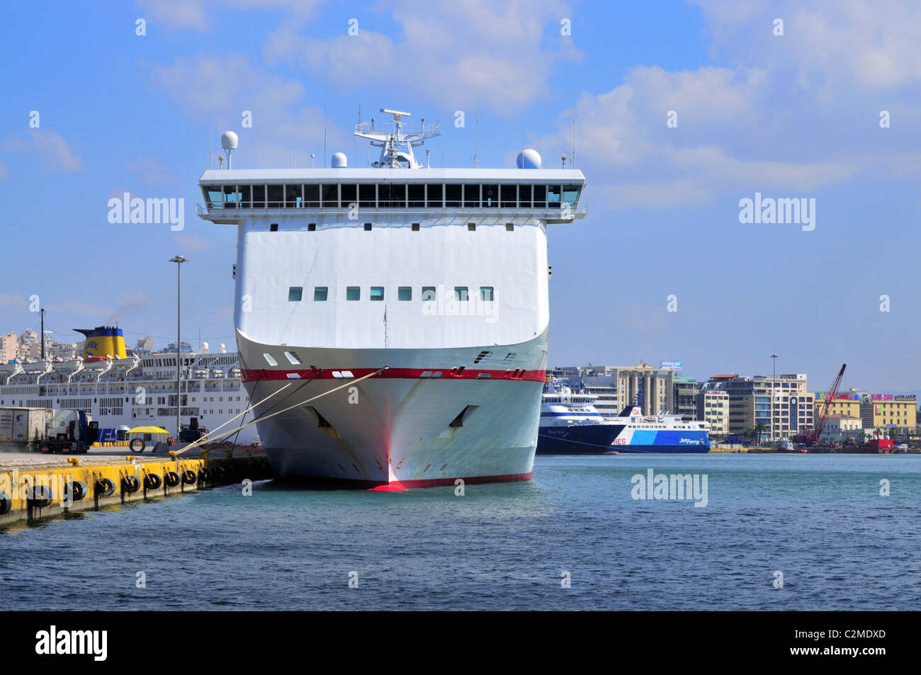 ship of Minoan lines docked in Piraeus Stock Photo