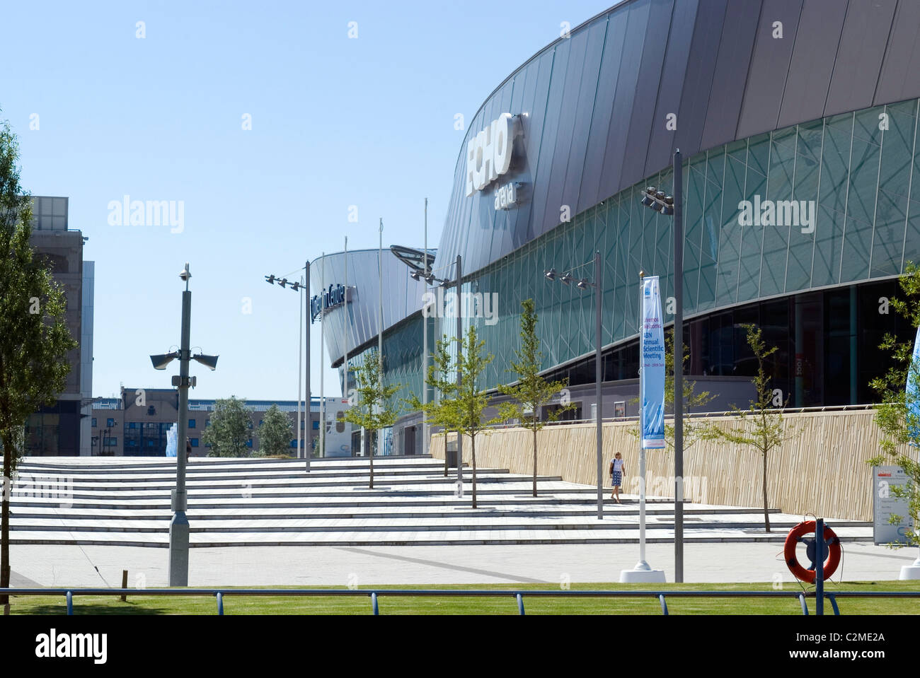 The Echo Arena, near the renovated Albert Docks, Liverpool, Merseyside, England Stock Photo