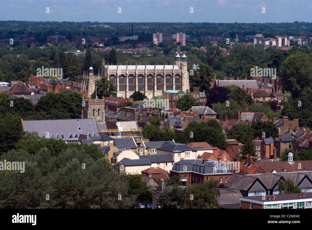 Aerial view of Eton town and College, with Eton College Chapel