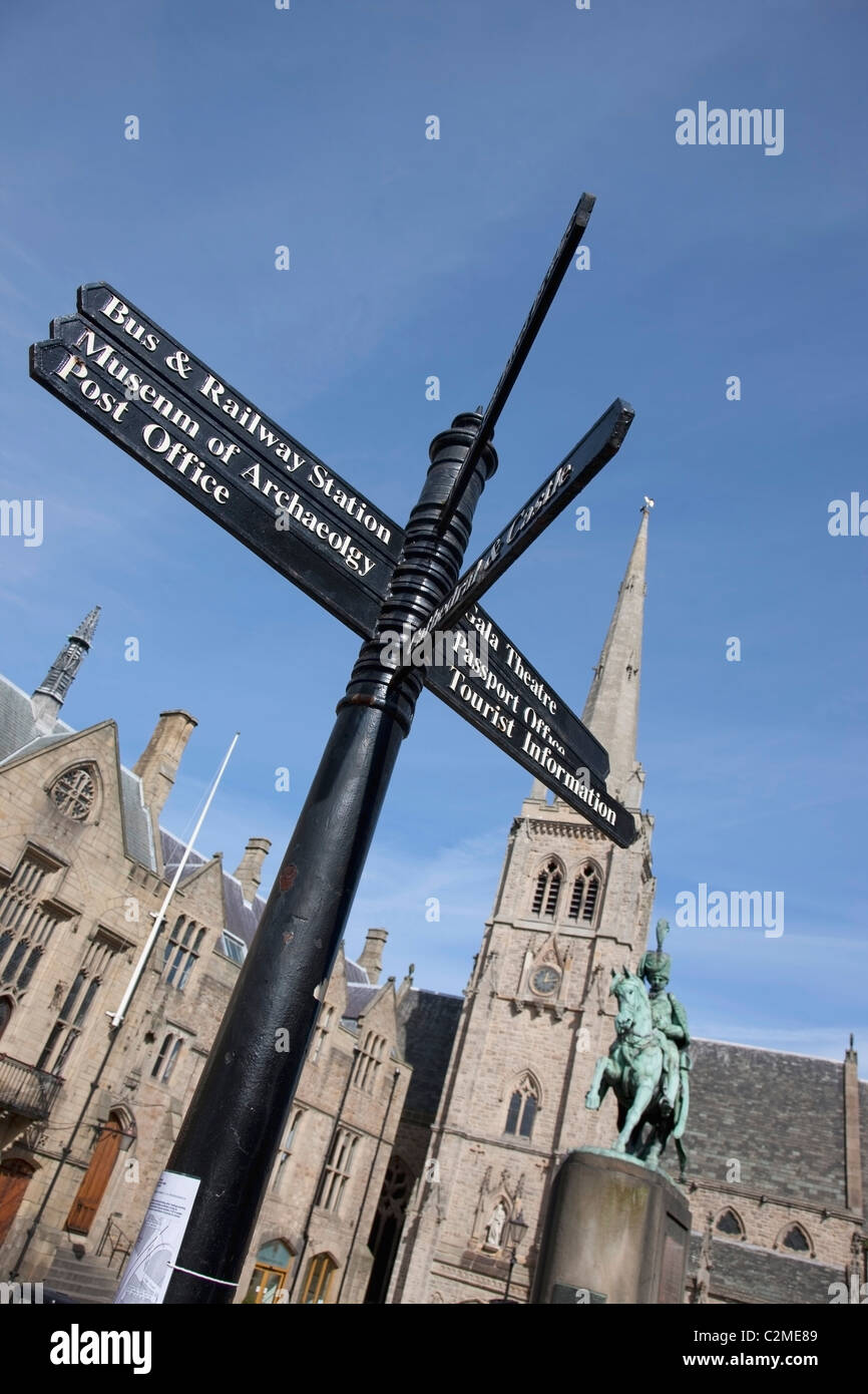 Durham, England; Low Angle View Of Directional Signs Stock Photo